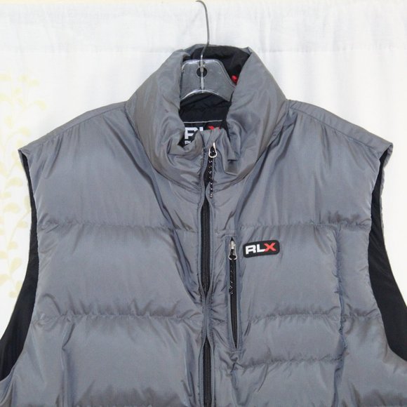 RLX Ralph Lauren Polo Sport Gray Down Hooded Zip Puffer Vest Men's XXL - Picture 3 of 14
